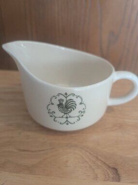 1960 Scio Pottery Provincial Green Rooster Weathervane Farmhouse Vintage Creamer